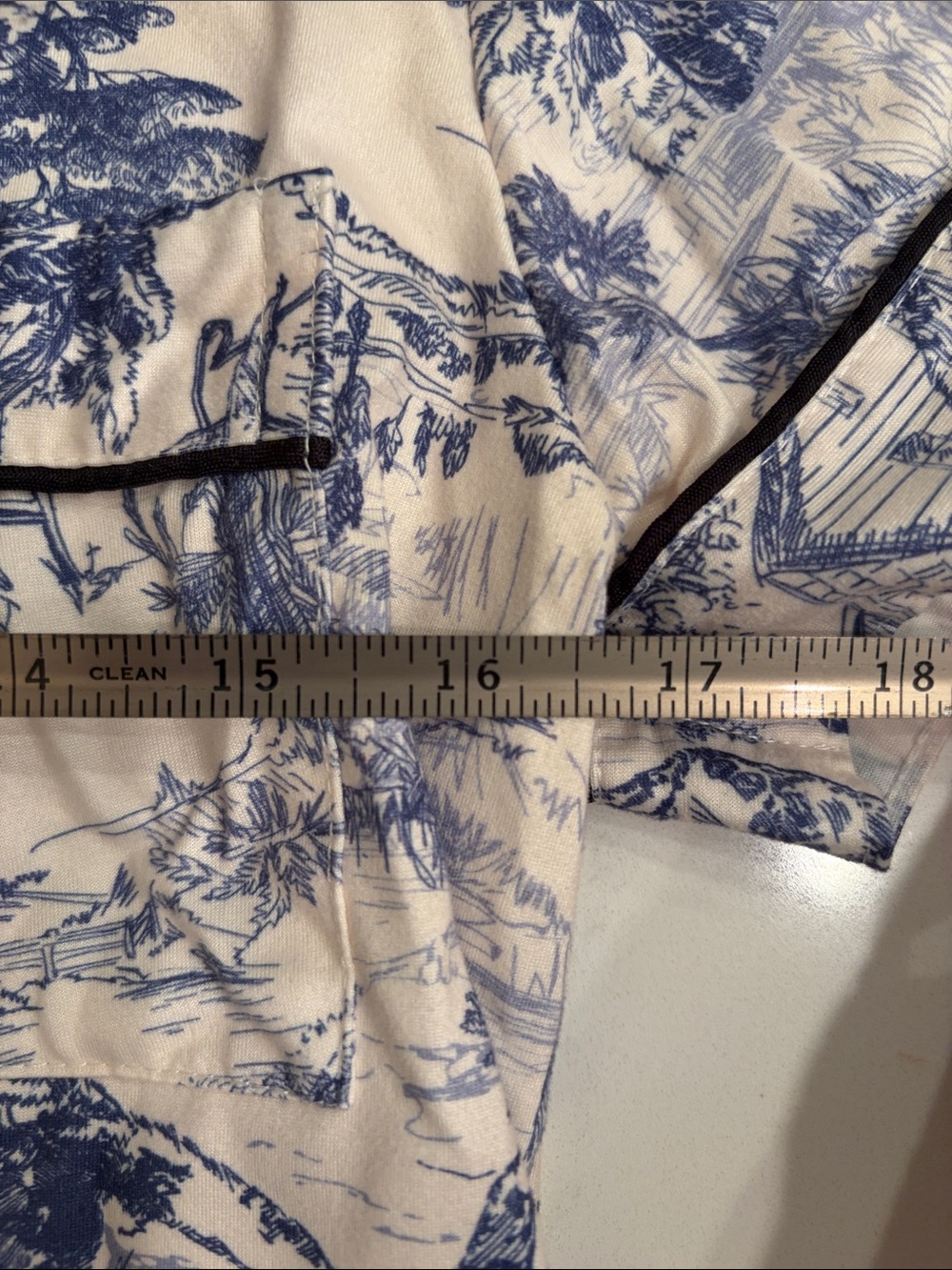 Blue & White Toile Short Pajama Set - Classic Sleepwear - Picture 4 of 14